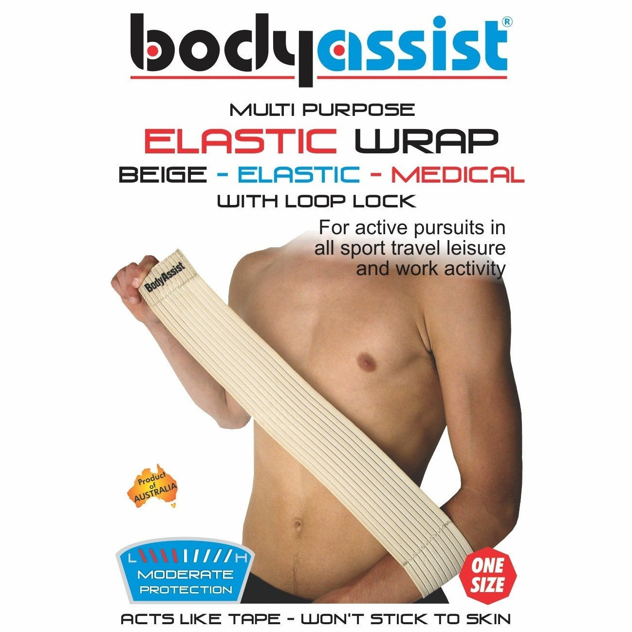 Bodyassist Elastic Strap W/loop 70cm One Size - Black, Beige or White - Cutprice Online