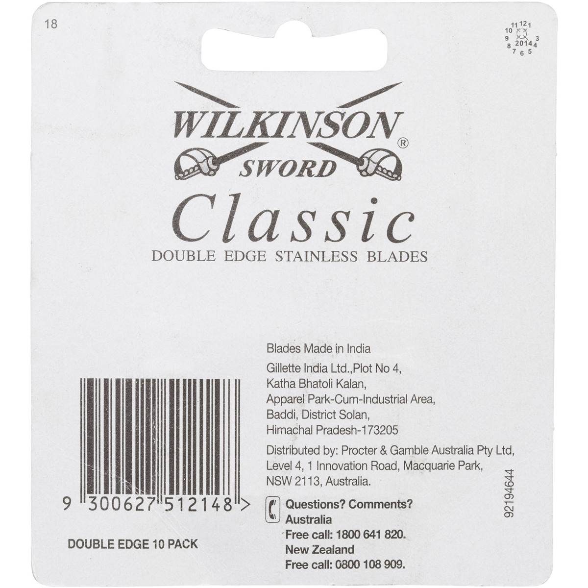 Gillette Wilkinson Sword Double Edge Razor Blades Stainless 10 Pack - Cutprice Online