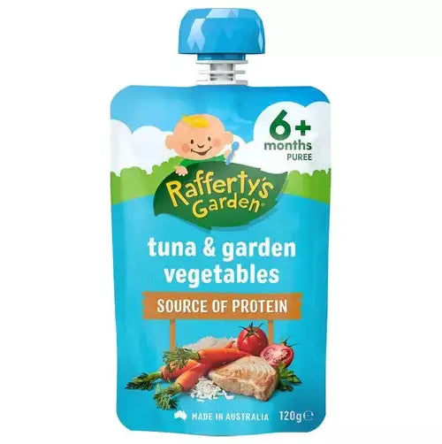 Raffertys Garden Protein Tuna & Vegetables Baby Food Rice Puree Meal Pouch 120G - Cutprice Online