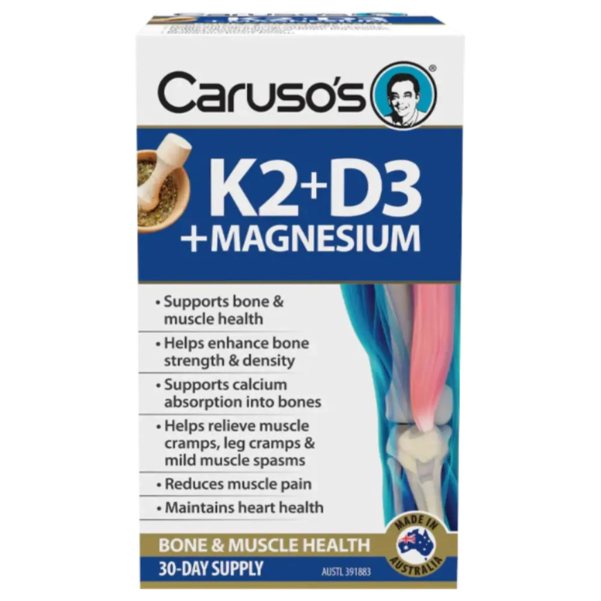 Caruso’s K2 + D3 + Magnesium 30 Tablets