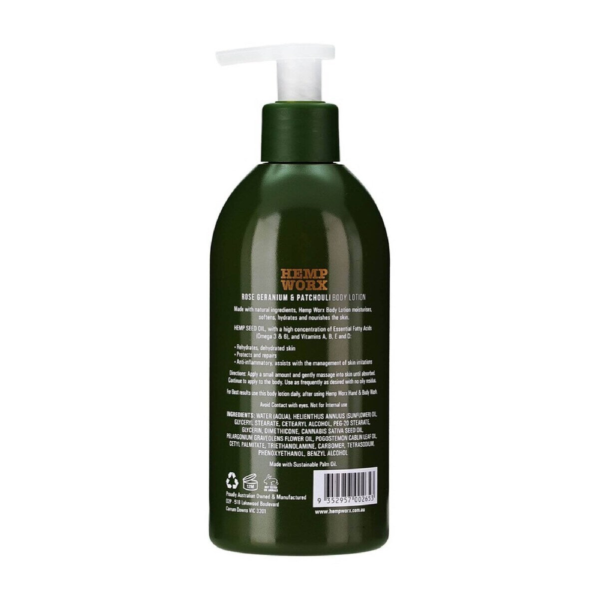 Hemp Worx Rose Geranium & Patchouli Body Lotion 300ml