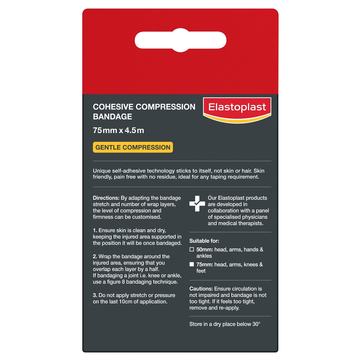 Elastoplast Sport Cohesive Bandage Tan 7.5cm x 4.5m