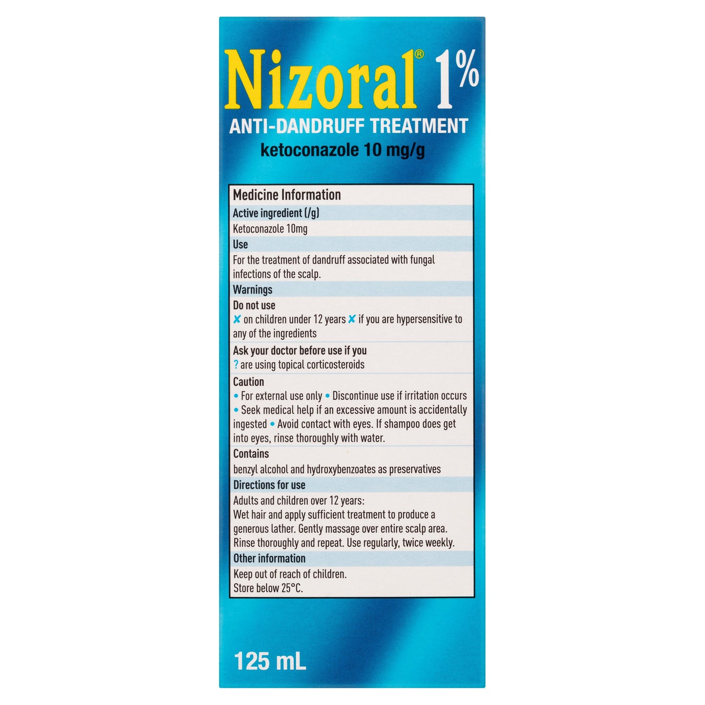 Nizoral 1% Anti-Dandruff Treatment 125ml - Cutprice Online