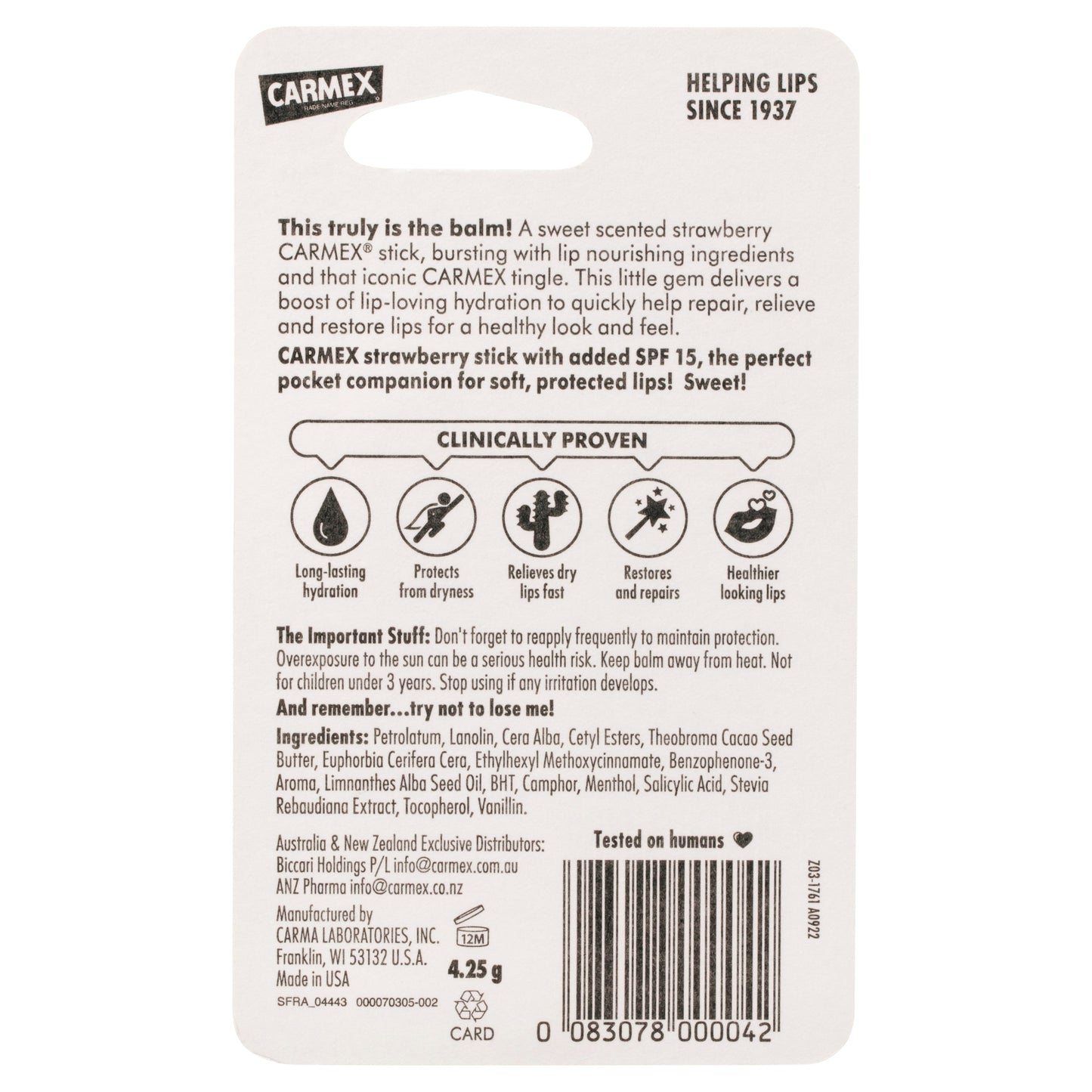 Carmex Lip Balm Click Stick Strawberry SPF 15 4.25g - Cutprice Online