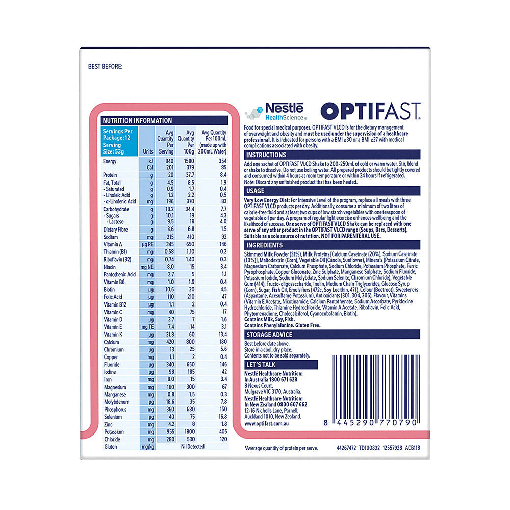 Optifast VLCD Shake Strawberry 12 x 53g - Cutprice Online