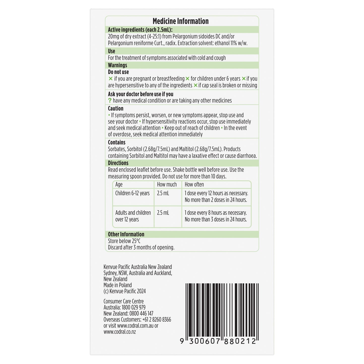 Codral Cold & Cough Pelargonium Root 100ml