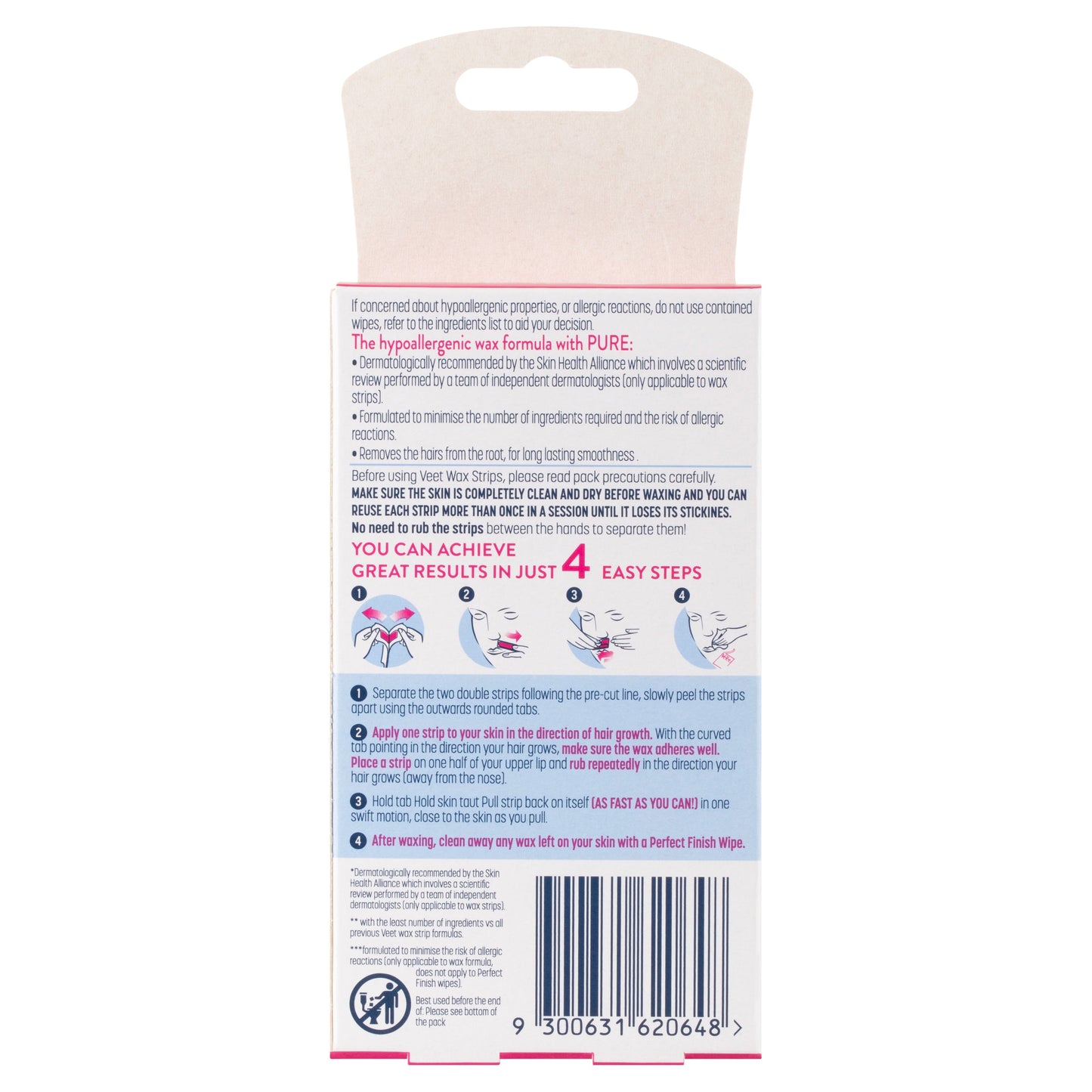 Veet Pure Cold Wax Strips Face 20PK - Cutprice Online