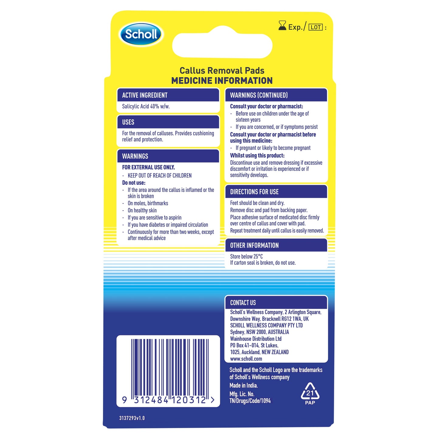 Scholl Callous Removal Pads - Cutprice Online
