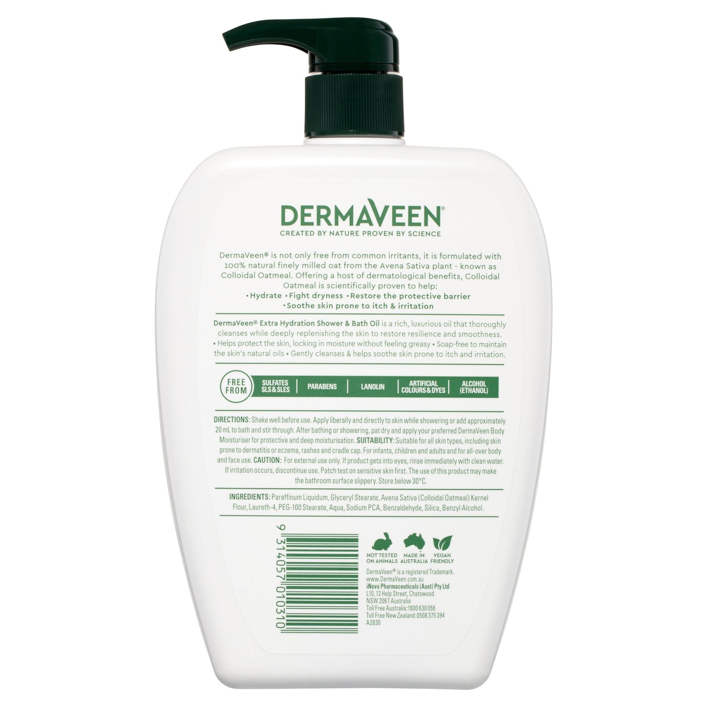DermaVeen Extra Hydration Shower and Bath Oil 1 Litre - Cutprice Online