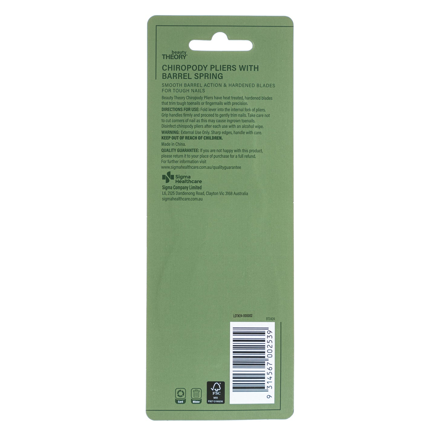 Beauty Theory Chiropody Pliers With Barrel Spring