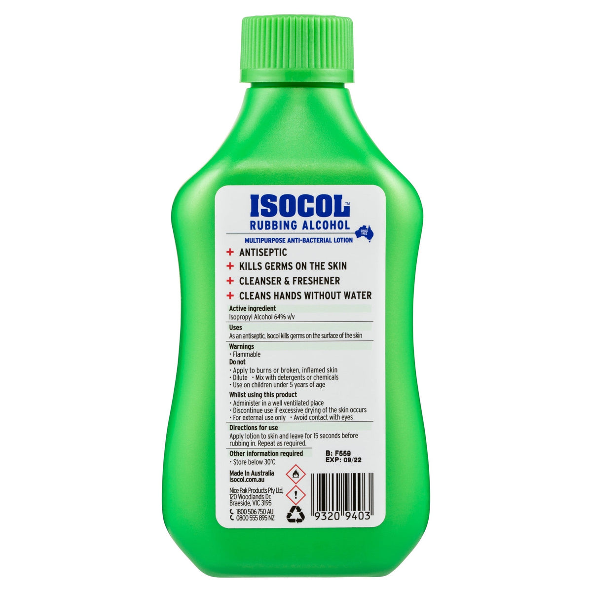Isocol Antiseptic Rubbing Alcohol 345ml