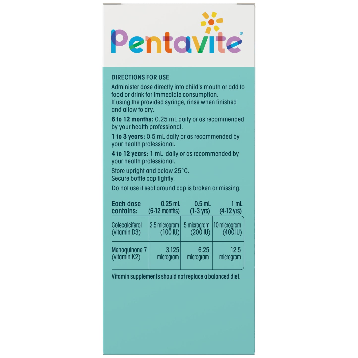 Pentavite Vitamin D3 & K2 Kids Liquid 30ml - Cutprice Online