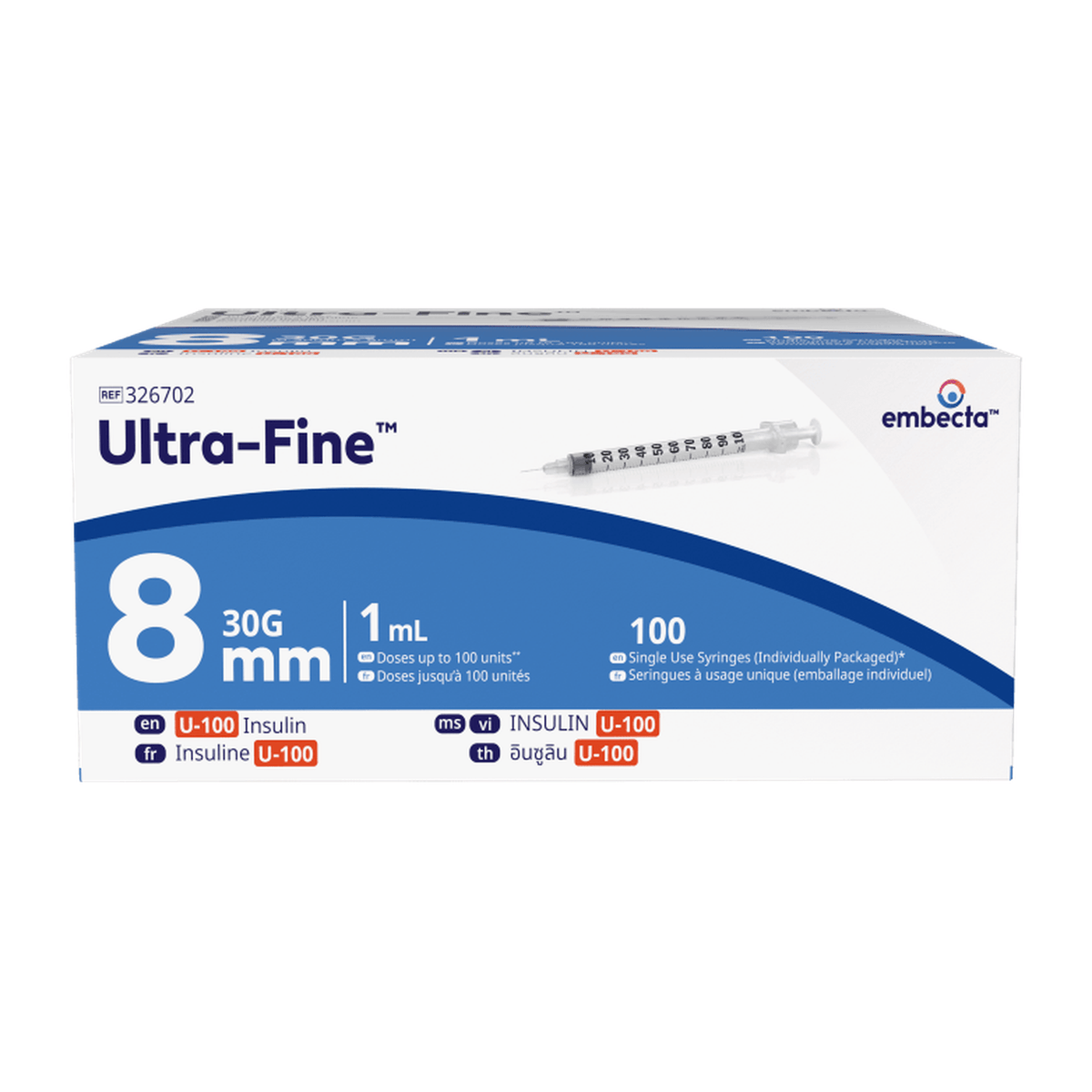 Embecta Ultra Fine II Syringe 1ml 30G 8MM x 100 Box