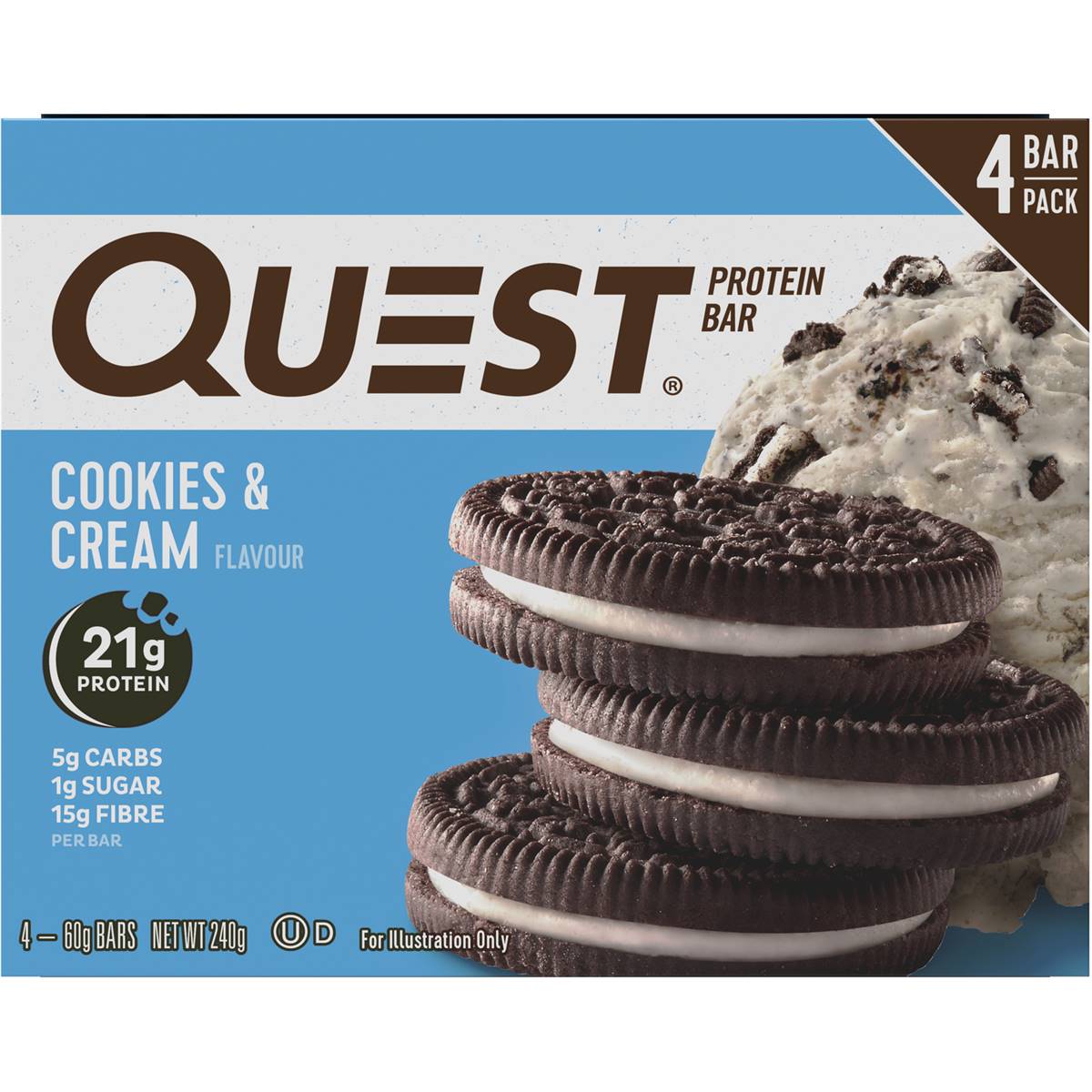 Quest Protein Bars Cookies & Cream 4 Pack - Cutprice Online