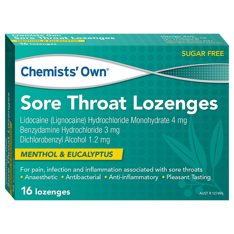 Chemists’ Own Sore Throat Eucalyptus & Menthol 16 Lozenges - Cutprice Online