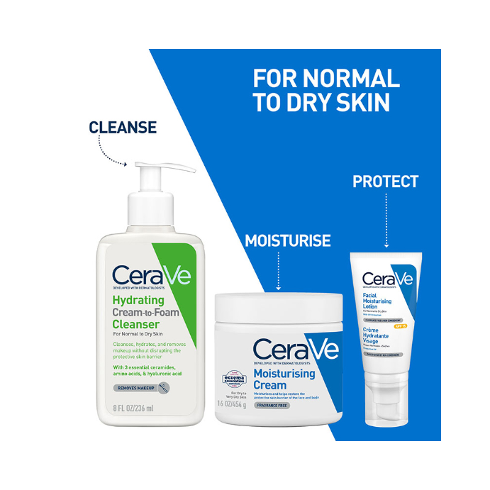 CeraVe Hydrating Cream-to-Foam Cleanser 236mL