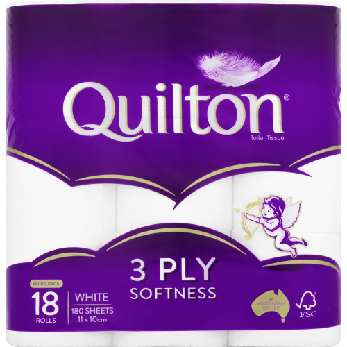 Quilton Classic White 3ply Toilet Tissue 18 Pack
