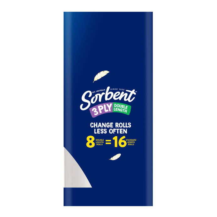Sorbent Toilet Tissues Double Length 3ply 8 Pack