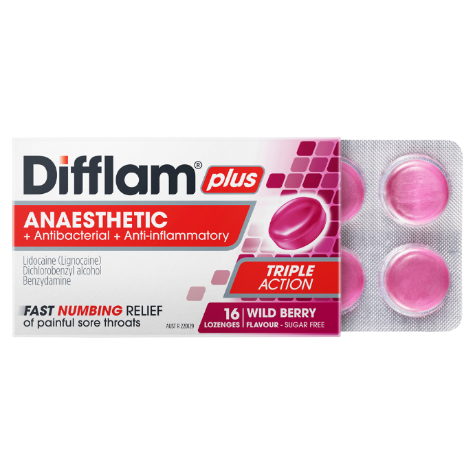 Difflam PLUS Berry Sugarfree 16 Lozenges