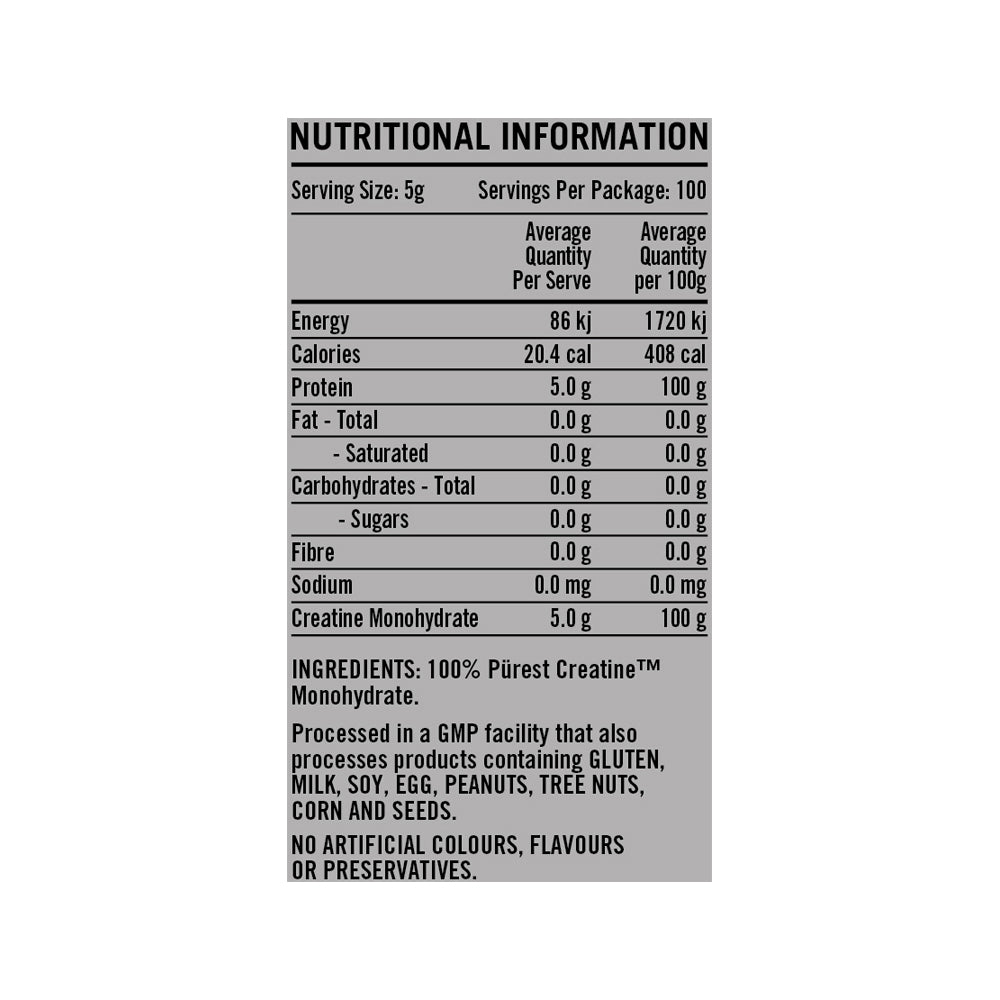RAPID SUPPLEMENTS PUREST CREATINE UNFLAVOURED 500G