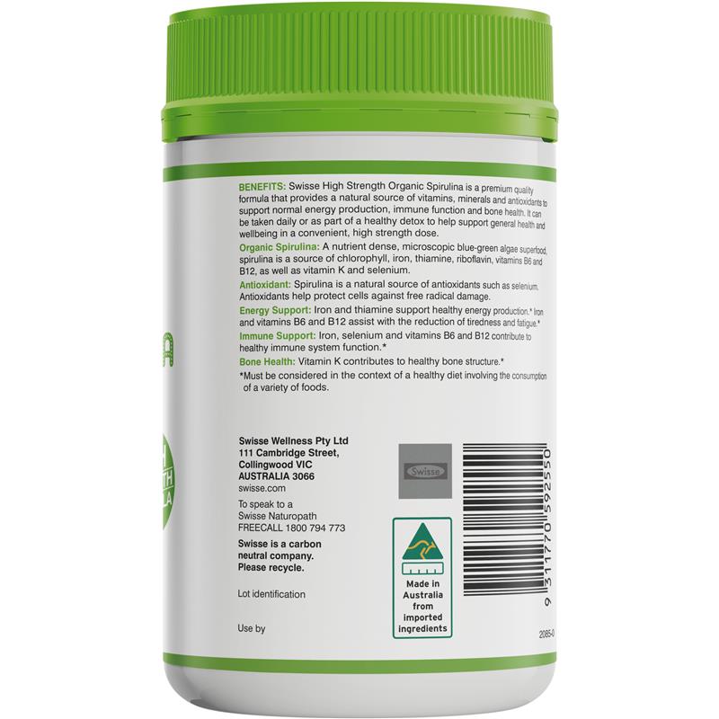 Swisse Organic Spirulina 1000mg 200 Tablets - Cutprice Online