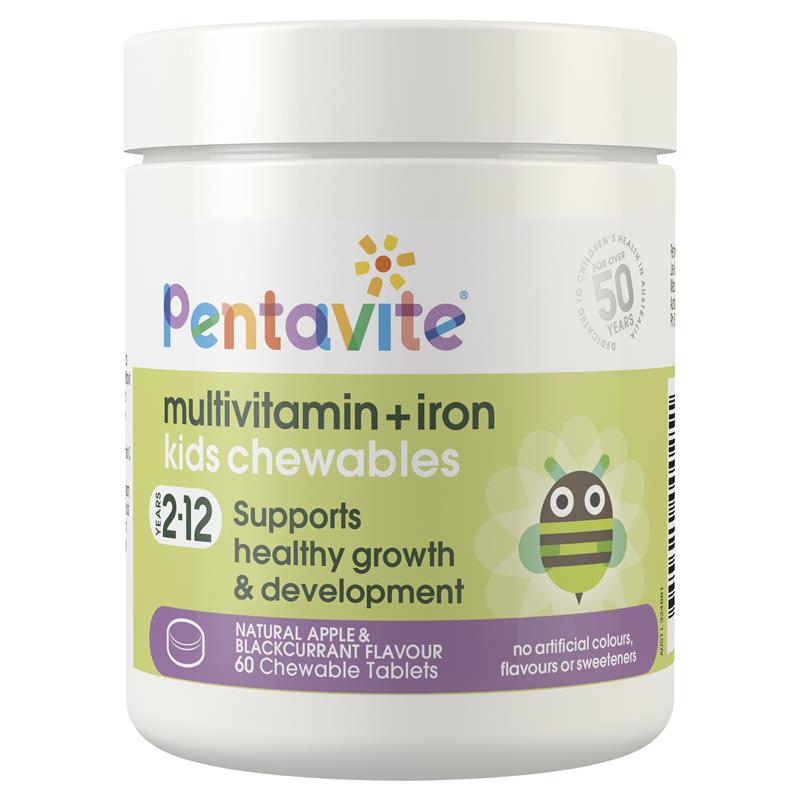 Pentavite Multivitamin + Iron Kids 60 Chewable Tablets - Cutprice Online