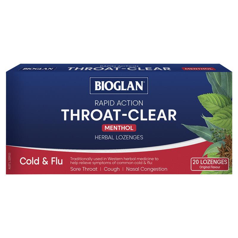 Bioglan Throat Clear Menthol 20 Lozenges - Cutprice Online