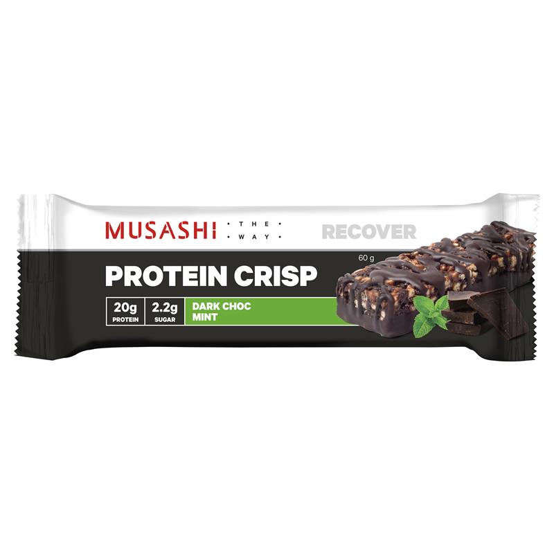 Musashi Protein Crisp Bar Dark Choc Mint 60g 12PACK - Cutprice Online