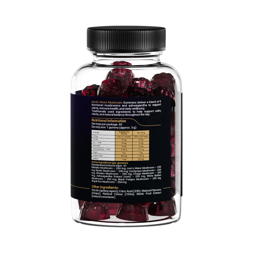 Apollo Mixed Mushroom Gummies Grape 60pk