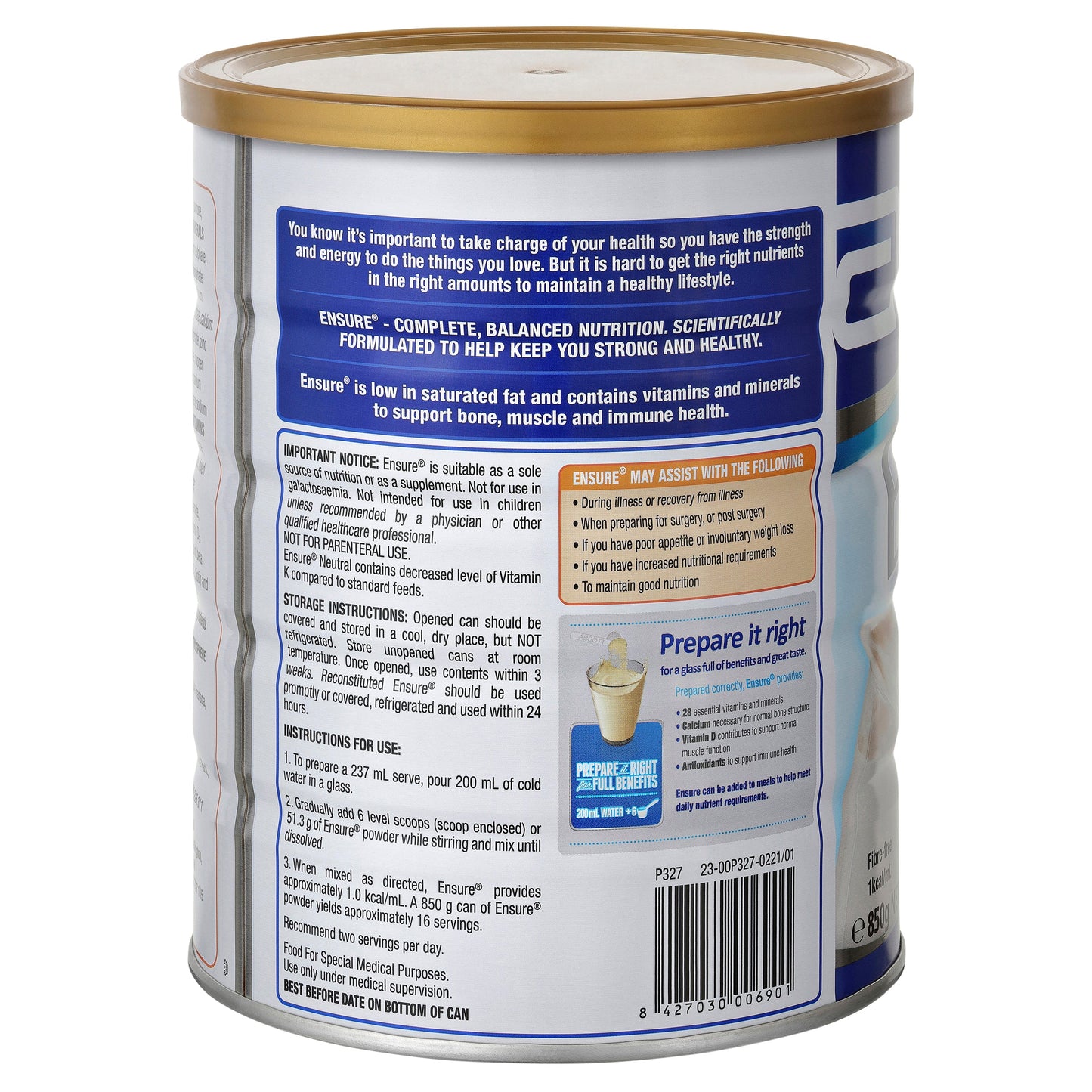 Ensure Powder Neutral 850g - Cutprice Online