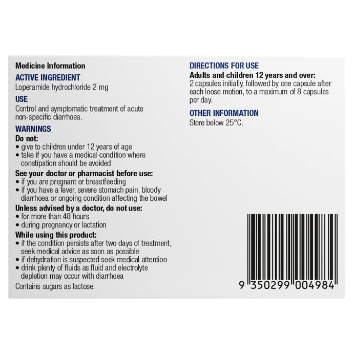 Chemists' Own Diarrhoea Relief 12 Caps (Generic of Imodium) - Cutprice Online