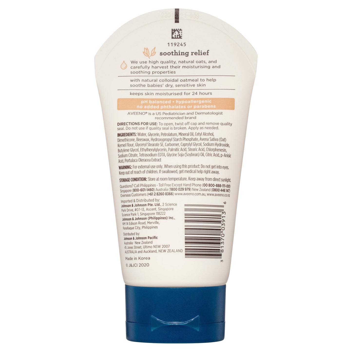 Aveeno Baby Soothing Relief Fragrance Free Moisture Cream 140g - Cutprice Online