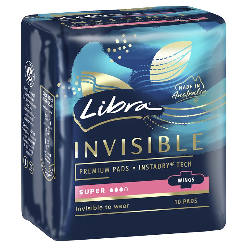 Libra Pads Invisible Body Fit with Wings Super 10 - Cutprice Online