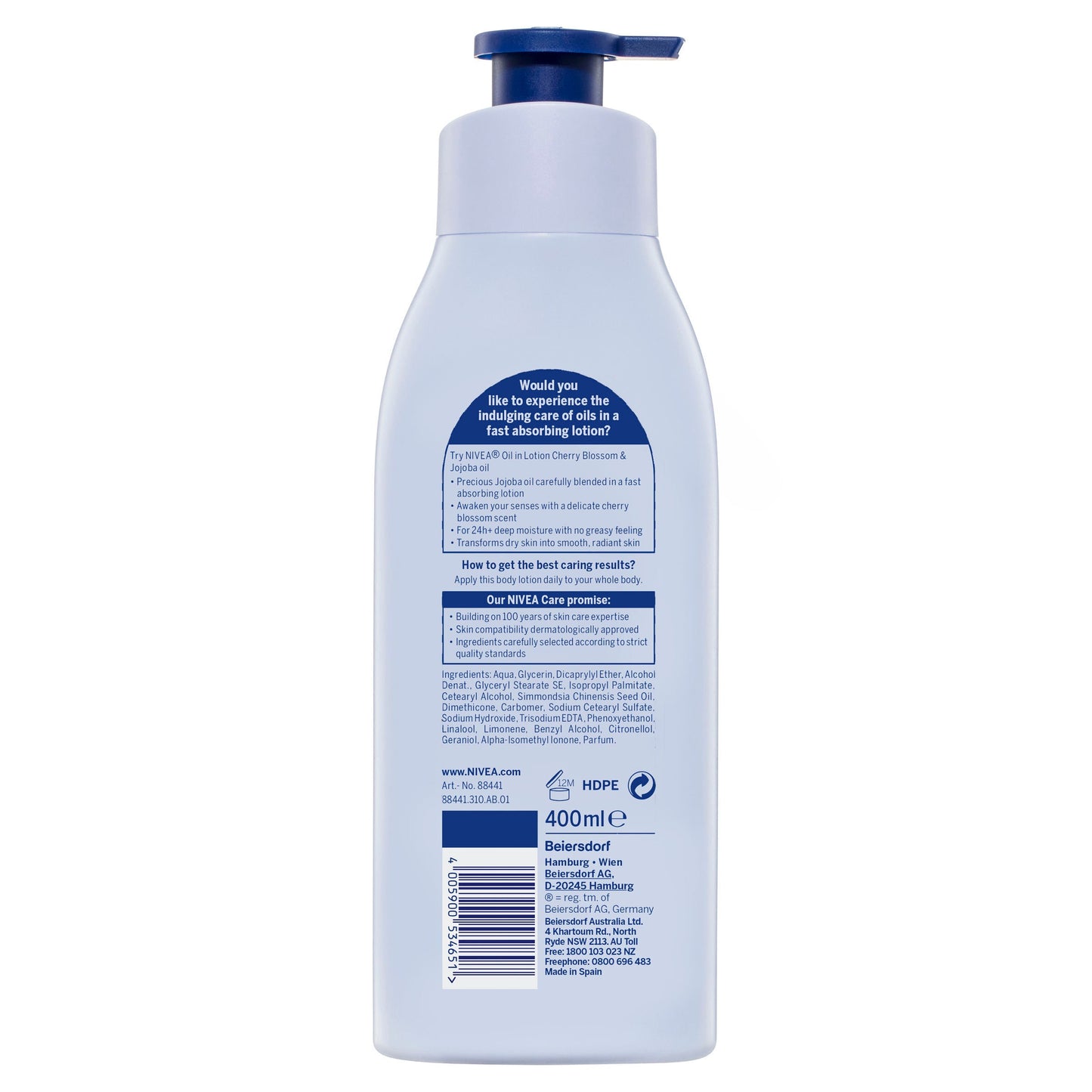 Nivea Body Oil In Lotion Cherry Blossom Jojoba 400ml - Cutprice Online