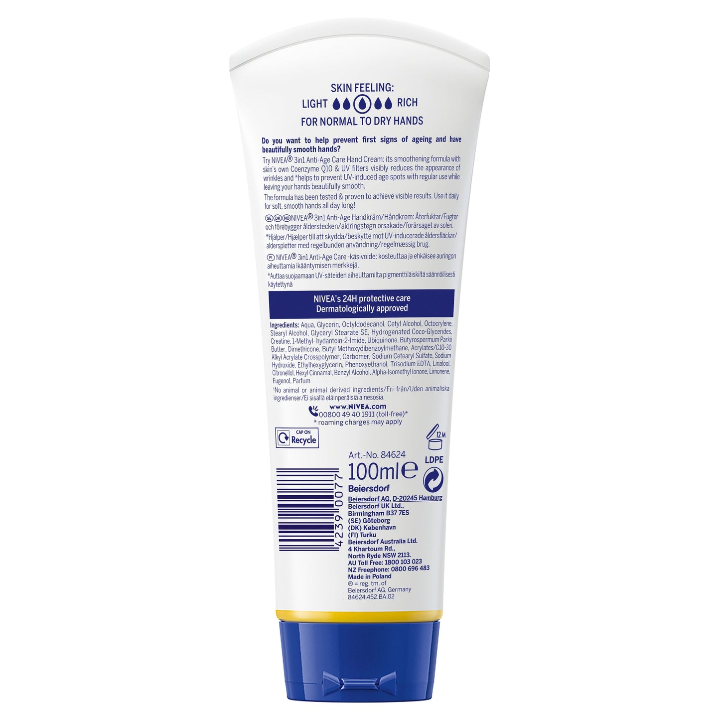 NIVEA 3in1 Anti-Age Hand Cream 100ml - Cutprice Online