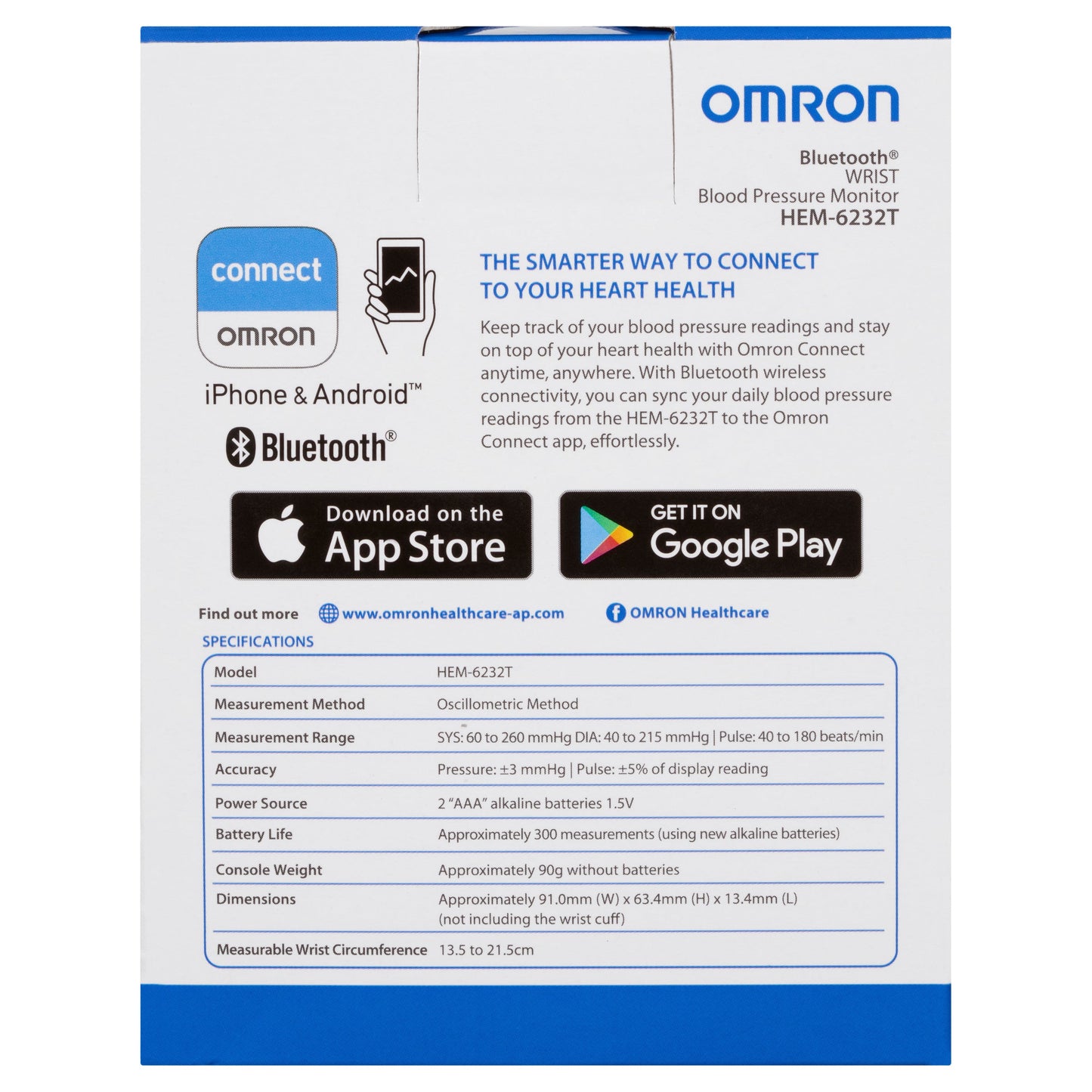 Omron HEM6232T Bluetooth Wrist Blood Pressure Monitor - Cutprice Online