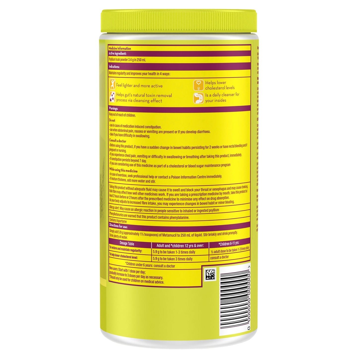 Metamucil Smooth Lemon Lime 114 Doses 673g - Cutprice Online