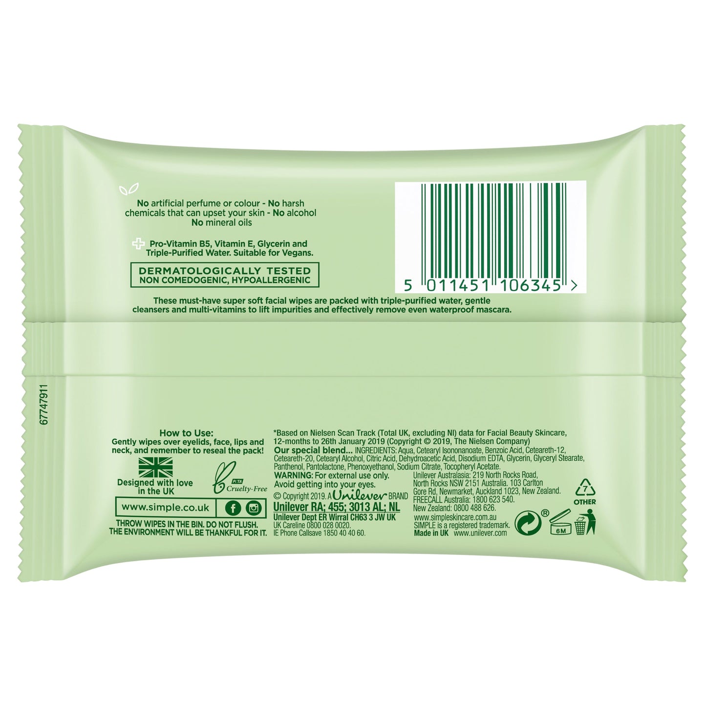 15 x Simple Cleansing Facial Wipes 7 Pack - Cutprice Online