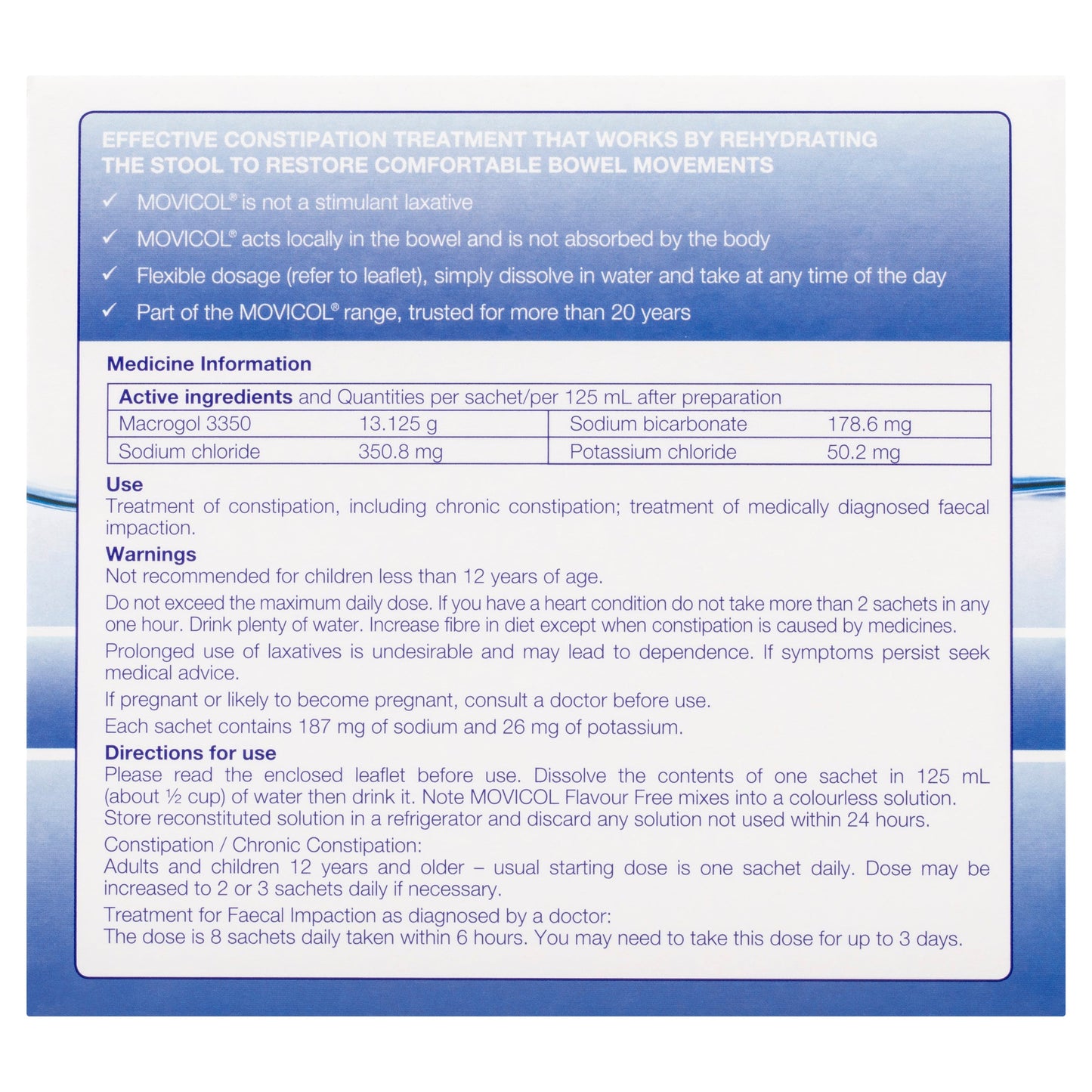 Movicol Powder Sachets 13g Flavour Free 30 - Cutprice Online