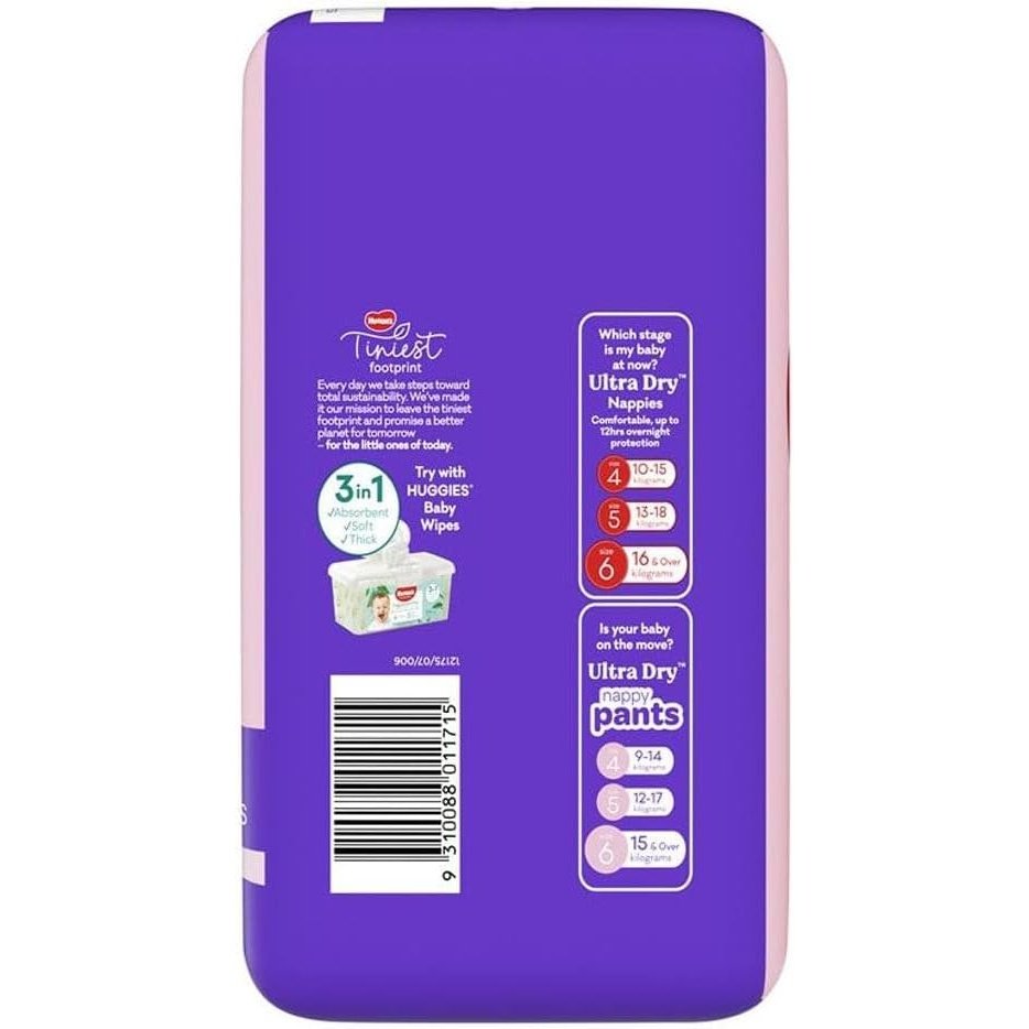 Huggies Ultra Dry Nappy Pants Girls Size 6 (15kg+) 24 Pack - Cutprice Online
