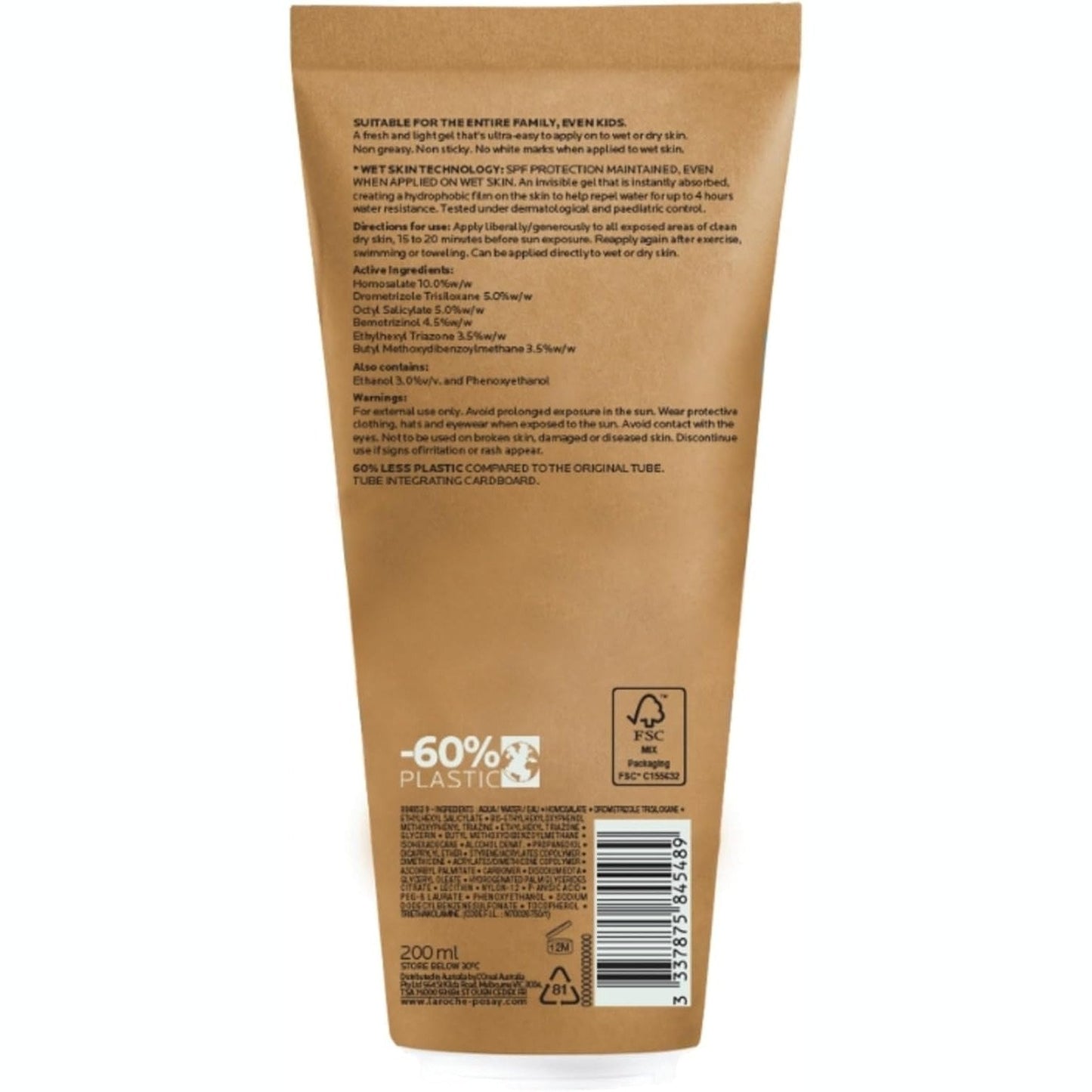 La Roche-Posay Anthelios Wet Skin Sunscreen SPF 50+ Sustainable Tube 200mL