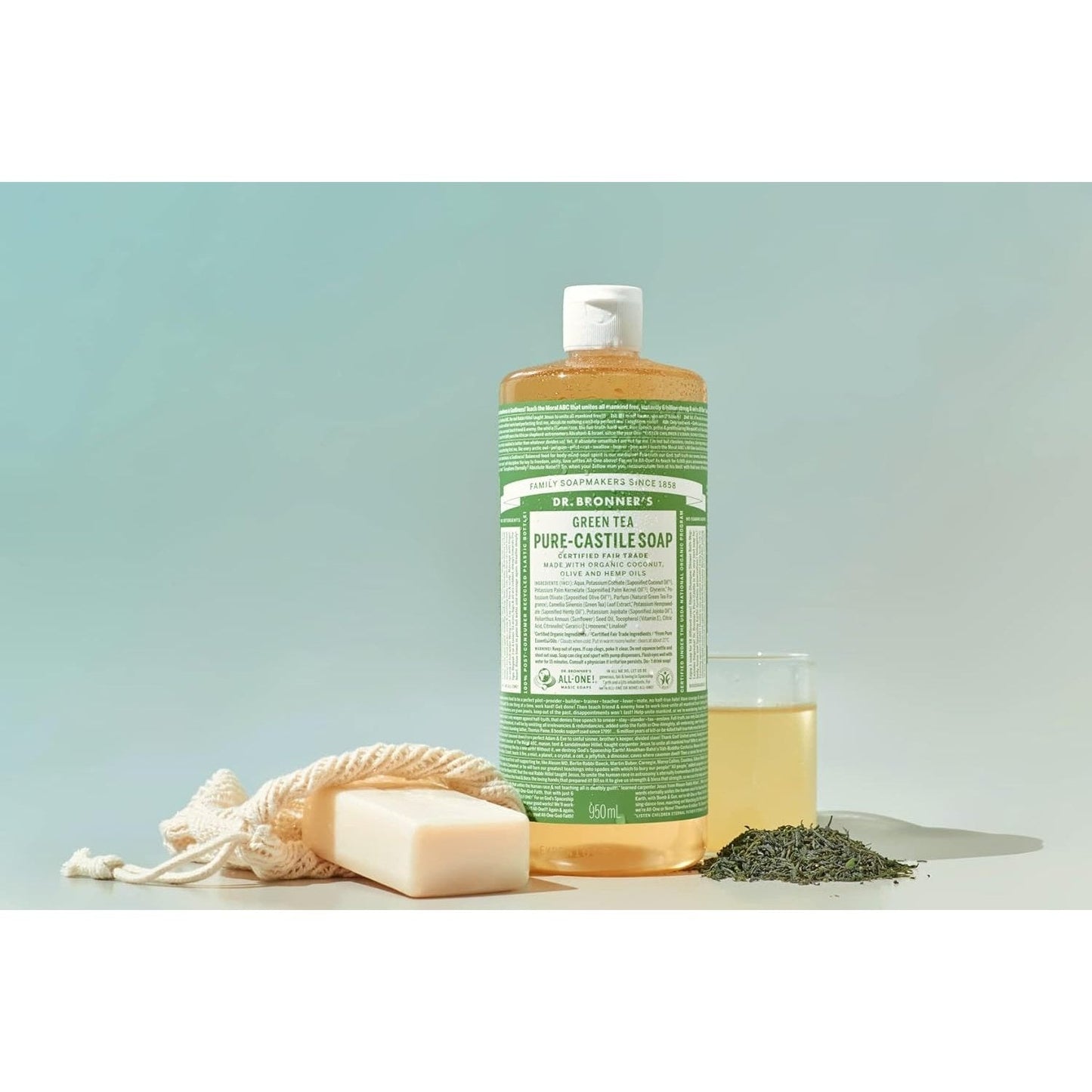 Dr. Bronner's Pure-Castile Soap Liquid (Hemp 18-in-1) Green Tea 473ml - Cutprice Online