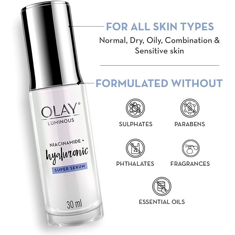Olay Luminous Niacinamide Plus Hyaluronic Face Super Serum 30ml - Cutprice Online