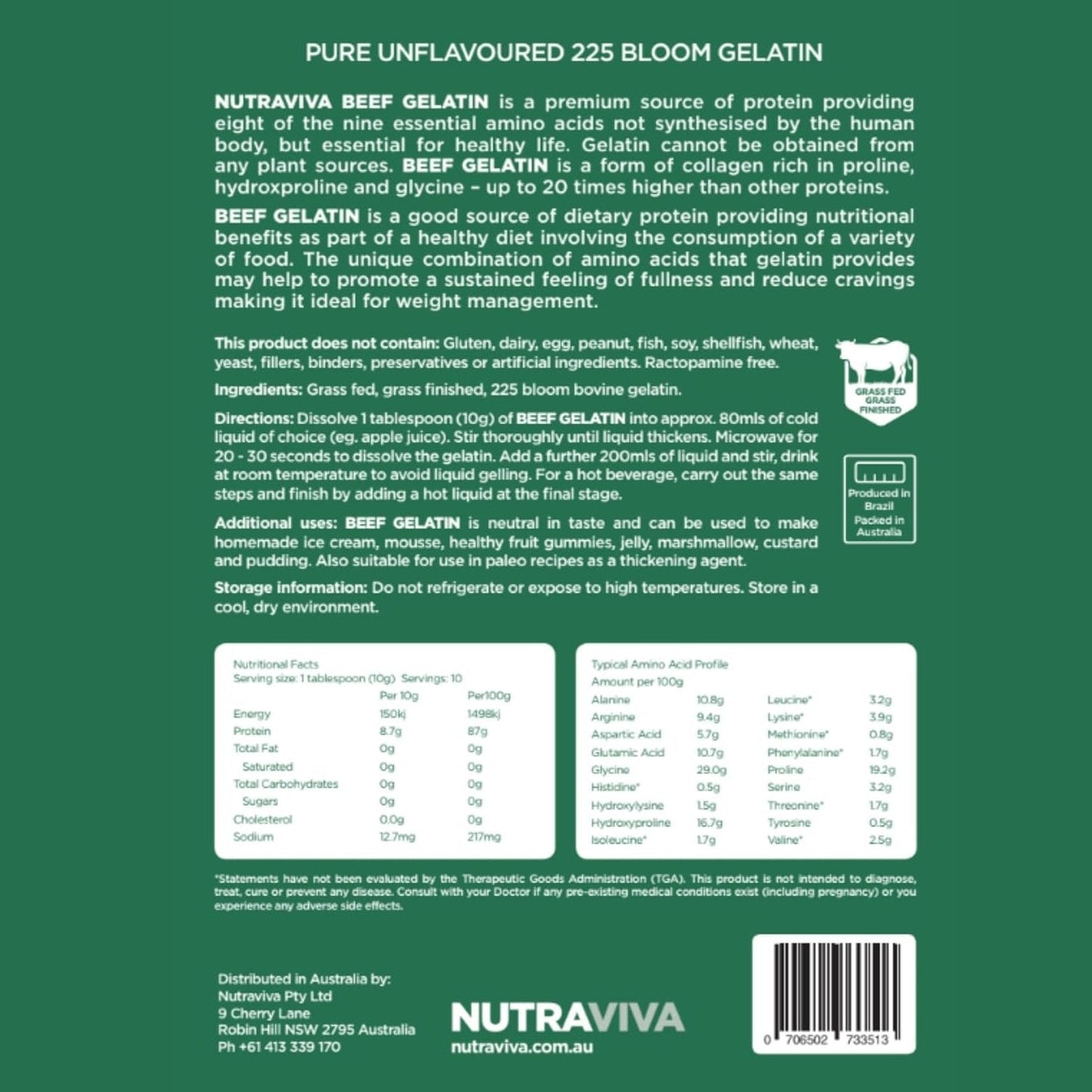 Nutraviva (NesProteins) Beef Gelatin (Grass Fed) 100g - Cutprice Online