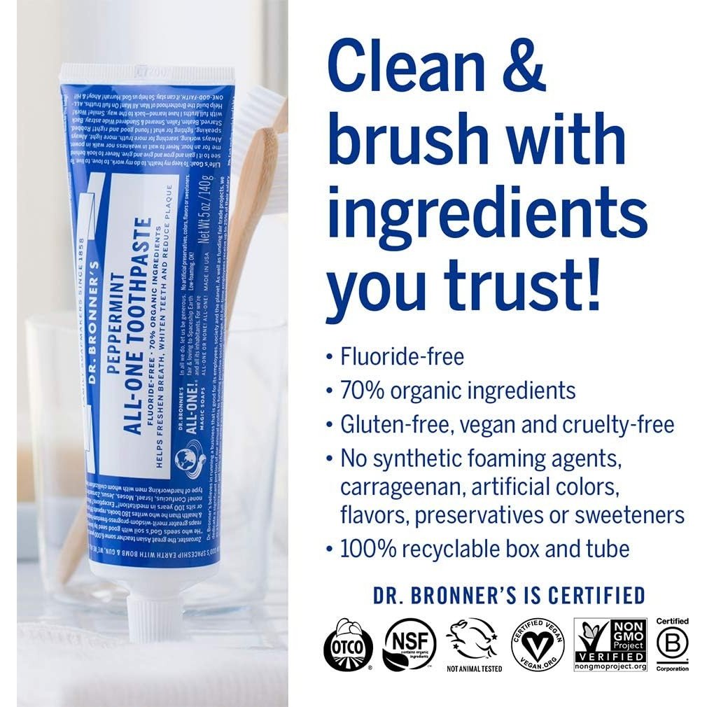 Dr. Bronner's Toothpaste (All-One) Peppermint 140g - Cutprice Online
