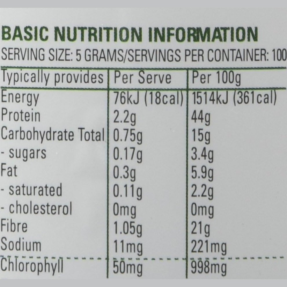 Synergy Natural Organic Super Greens (Spirulina, Chlorella, Barley Grass & Wheat Grass) Powder 500g - Cutprice Online
