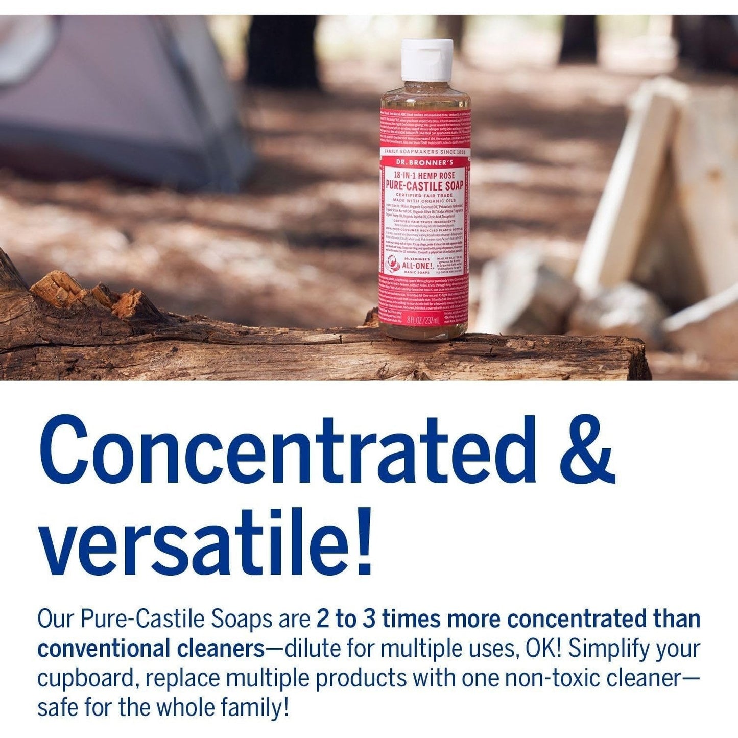 Dr. Bronner's Pure-Castile Soap Liquid (Hemp 18-in-1) Rose 237ml - Cutprice Online