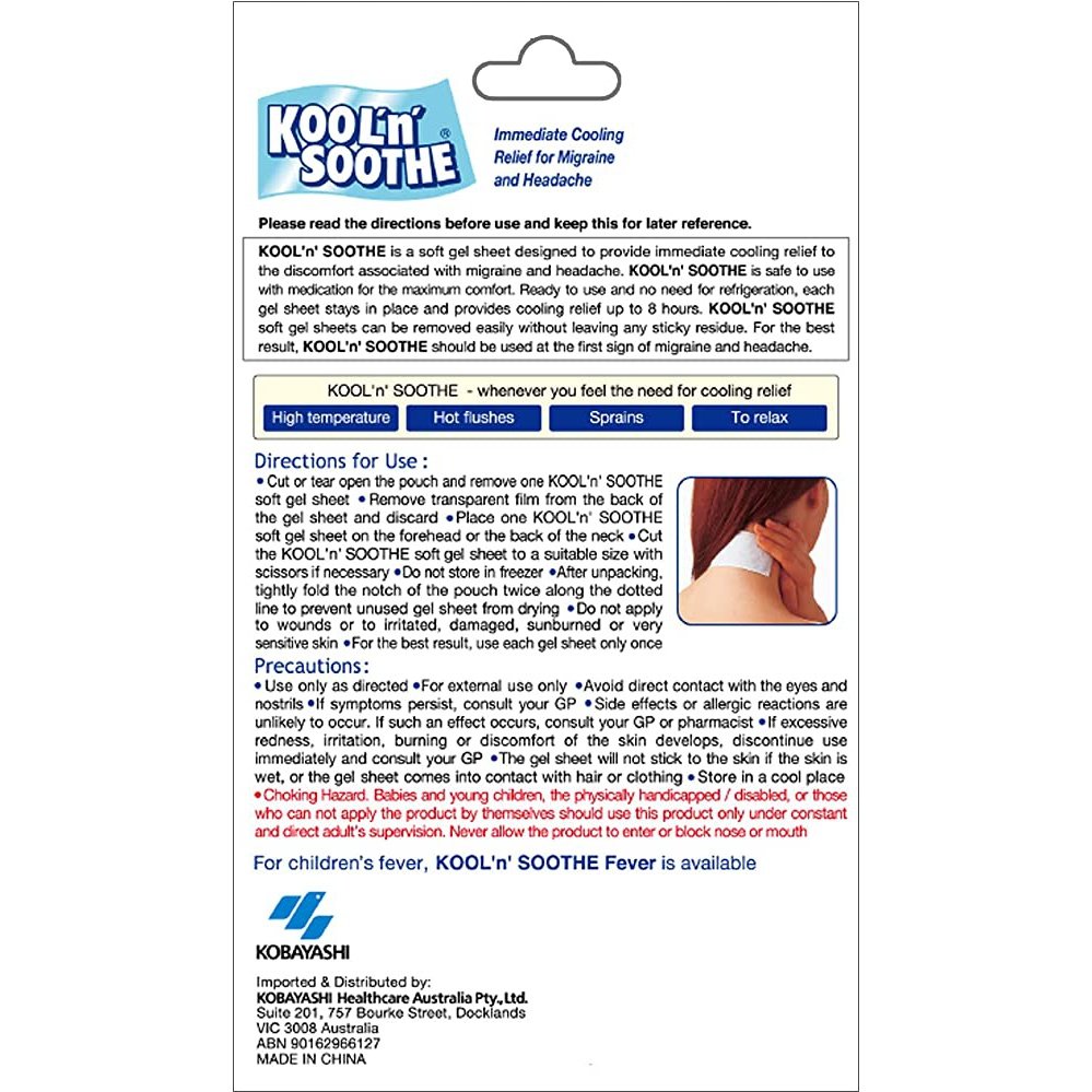 Kool n Soothe Migraine Relief 6 sheets - Cutprice Online