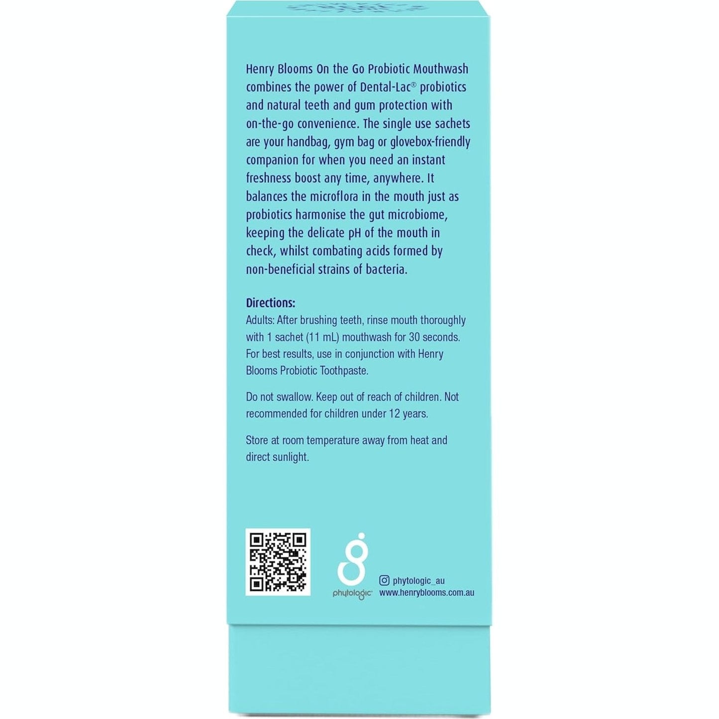 Henry Blooms Oral Health On The Go Probiotic Mouthwash Sachets 11ml x 20 Pack - Cutprice Online