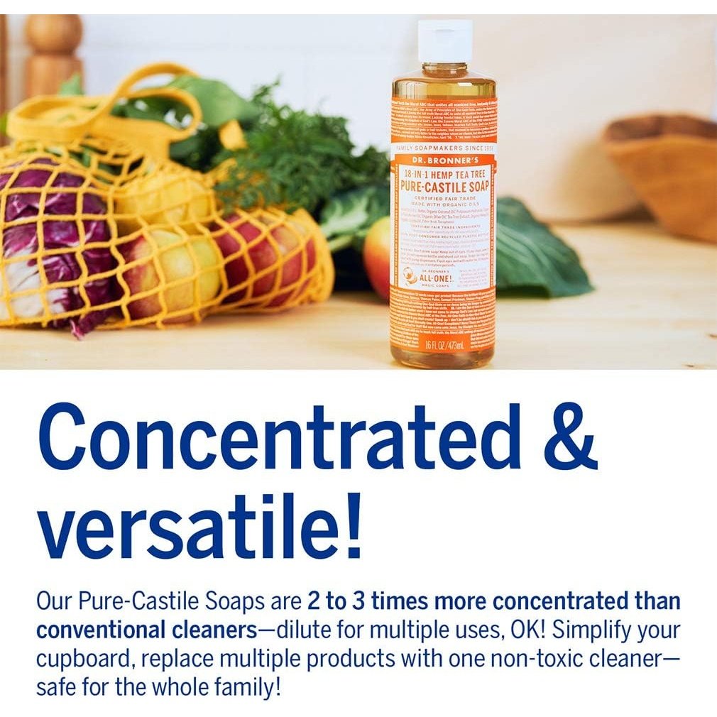 Dr. Bronner's Pure-Castile Soap Liquid (Hemp 18-in-1) Tea Tree 473ml - Cutprice Online